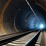 Tunnel Inspection Drone**

`Futuristic railway tunnel inspection. A drone equipped with high-resolution cameras and sensors is autonomously navigating the tunnel, scanning for cracks and defects. Dimly lit, emphasizing the darkness of the tunnel environment. Engineering schematics overlayed via augmented reality on the drone's video feed.`.

**